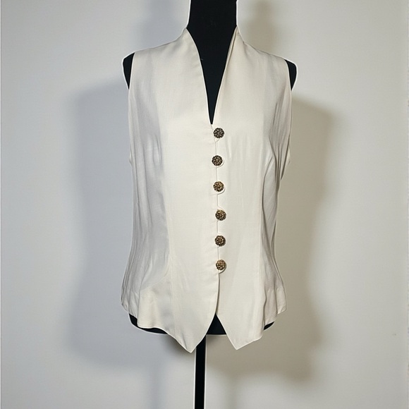 Lew Magram collection Cream button front vest size 12 made in USA - Picture 7 of 7